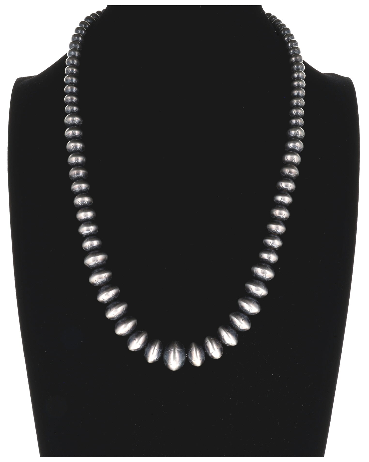 Handmade Graduated Sterling Silver Bead Necklace