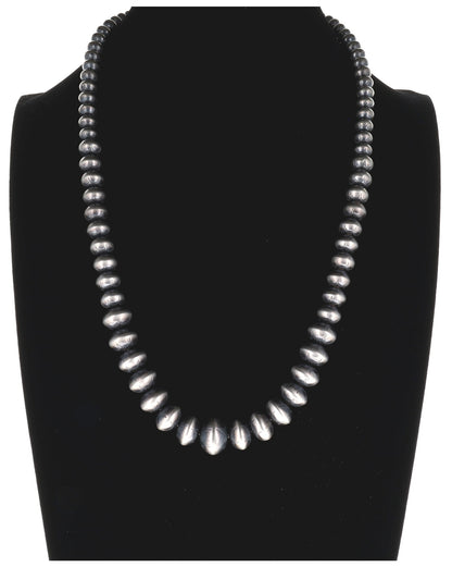 Handmade Graduated Sterling Silver Bead Necklace