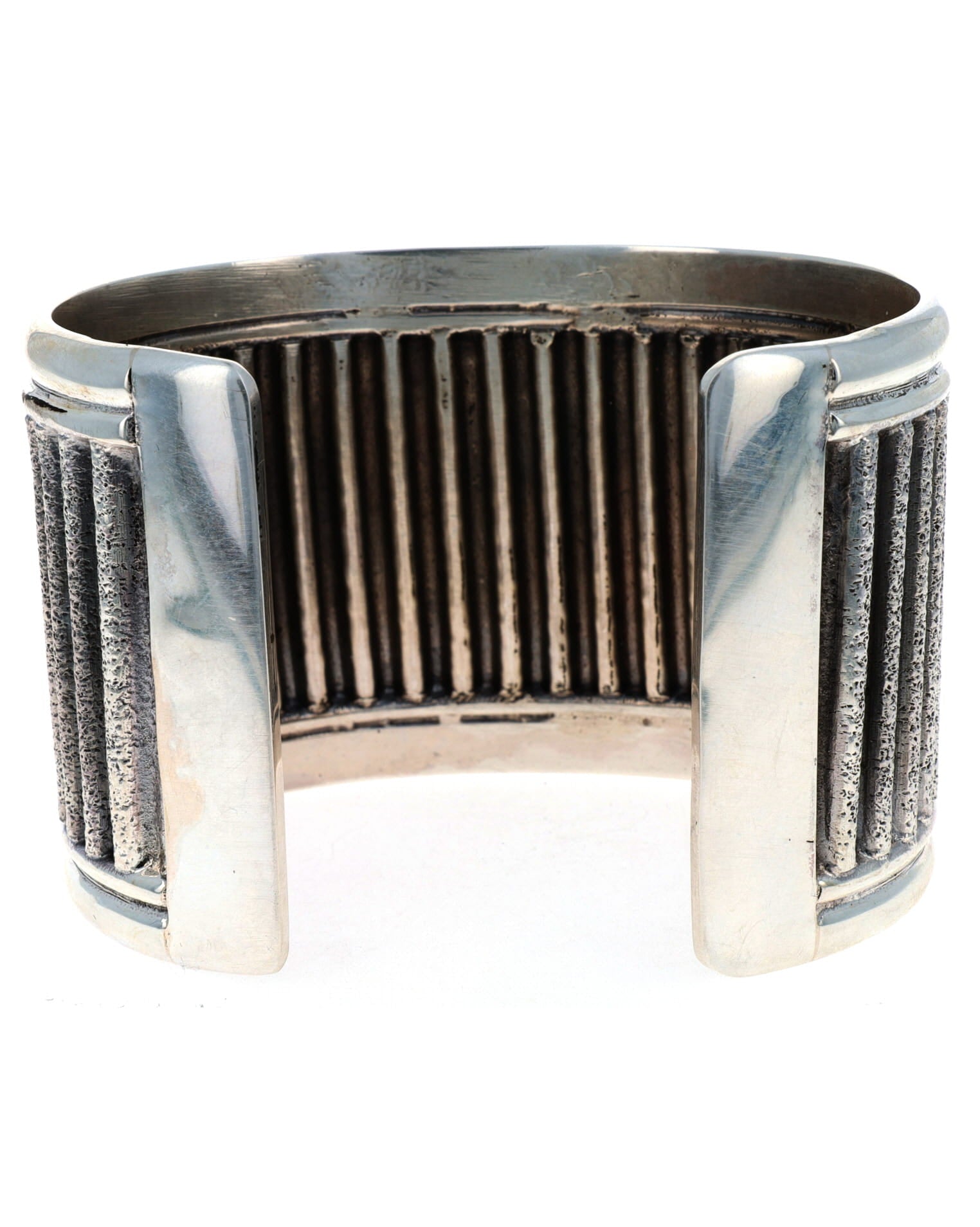 Wide Sterling Silver Texturized Corrugated Bracelet