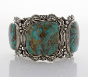 Hochwertiges natürliches Candelaria-Türkis 3-Stein-Reihenarmband