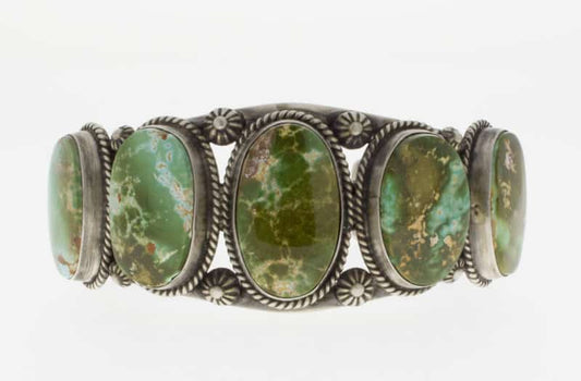 High Grade Natural Pilot Mountain Turquoise 5-Stone Row Bracelet