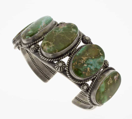 High Grade Natural Pilot Mountain Turquoise 5-Stone Row Bracelet