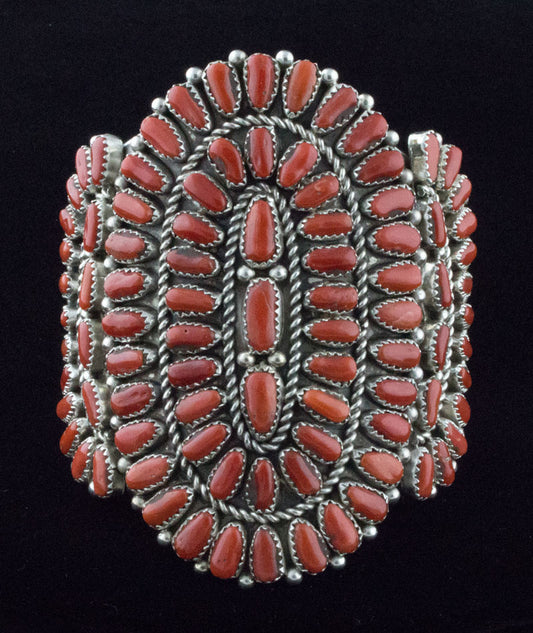 High Grade Natural Mediterranean Petit Point Coral Cluster Bracelet