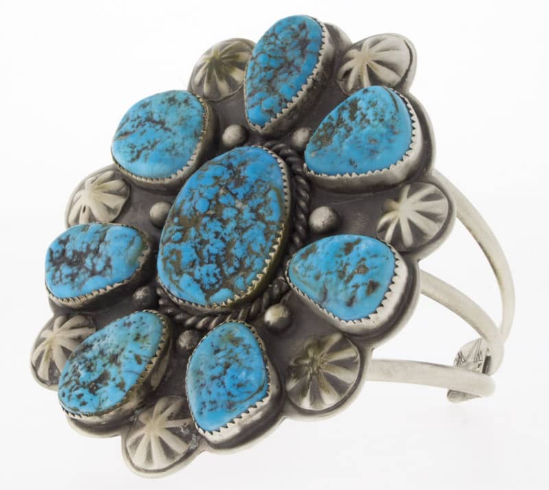Bracelet en cluster de nuggets turquoise "Mousse de Mer" de la Belle au Bois Dormant Naturelle