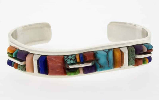 Multi Color Raised Cobblestone Inlay Bracelet