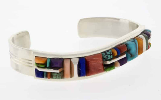 Multi Color Raised Cobblestone Inlay Bracelet