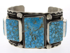 Bracelet en rangée de 5 pierres en turquoise Kingman Birdseye naturel