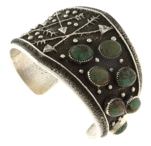 Bracciale in Tufa Cast in Turchese Verde Naturale Kingman