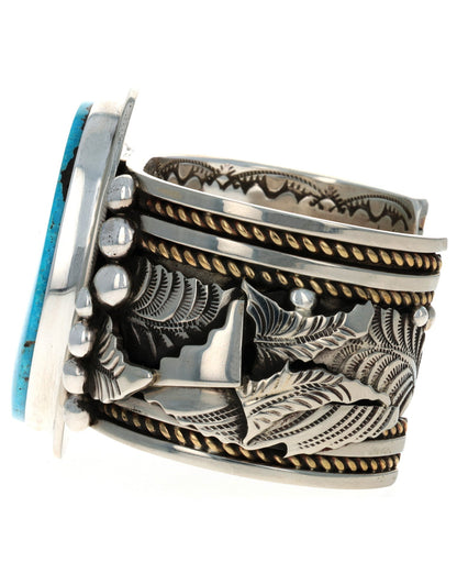 12K ゴールドフィルドアクセント付きキングマン ターコイズ ブレスレット