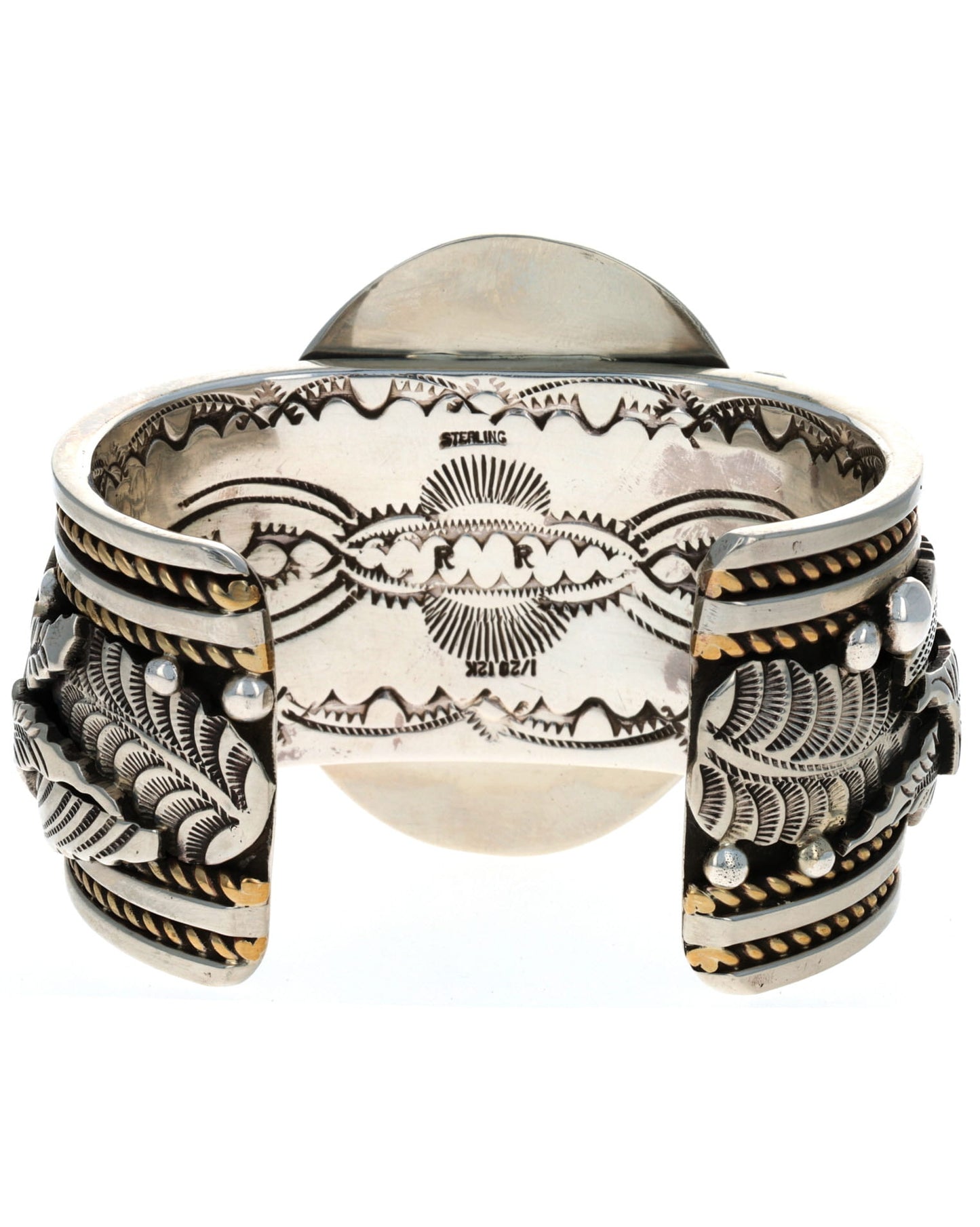 12K ゴールドフィルドアクセント付きキングマン ターコイズ ブレスレット