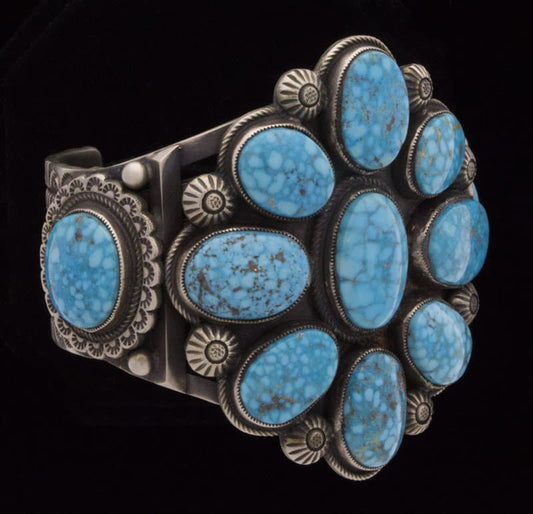 Bracelet en cluster de turquoise Kingman Birdseye naturel
