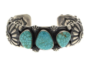 Natürlicher Birdseye Kingman Türkis 3-Stein Reihe Armband