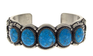 Bracciale a fila di 5 pietre in Turchese Kingman Naturale