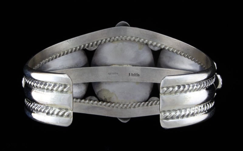 高品質の天然キングマンターコイズ 3 石列ブレスレット