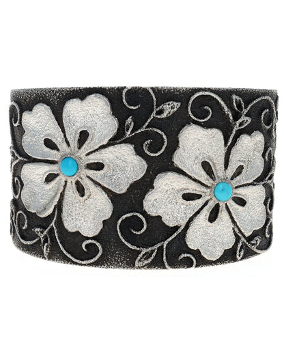 Flower & Dragonfly Bracelet With High Grade Natural Morenci Turquoise