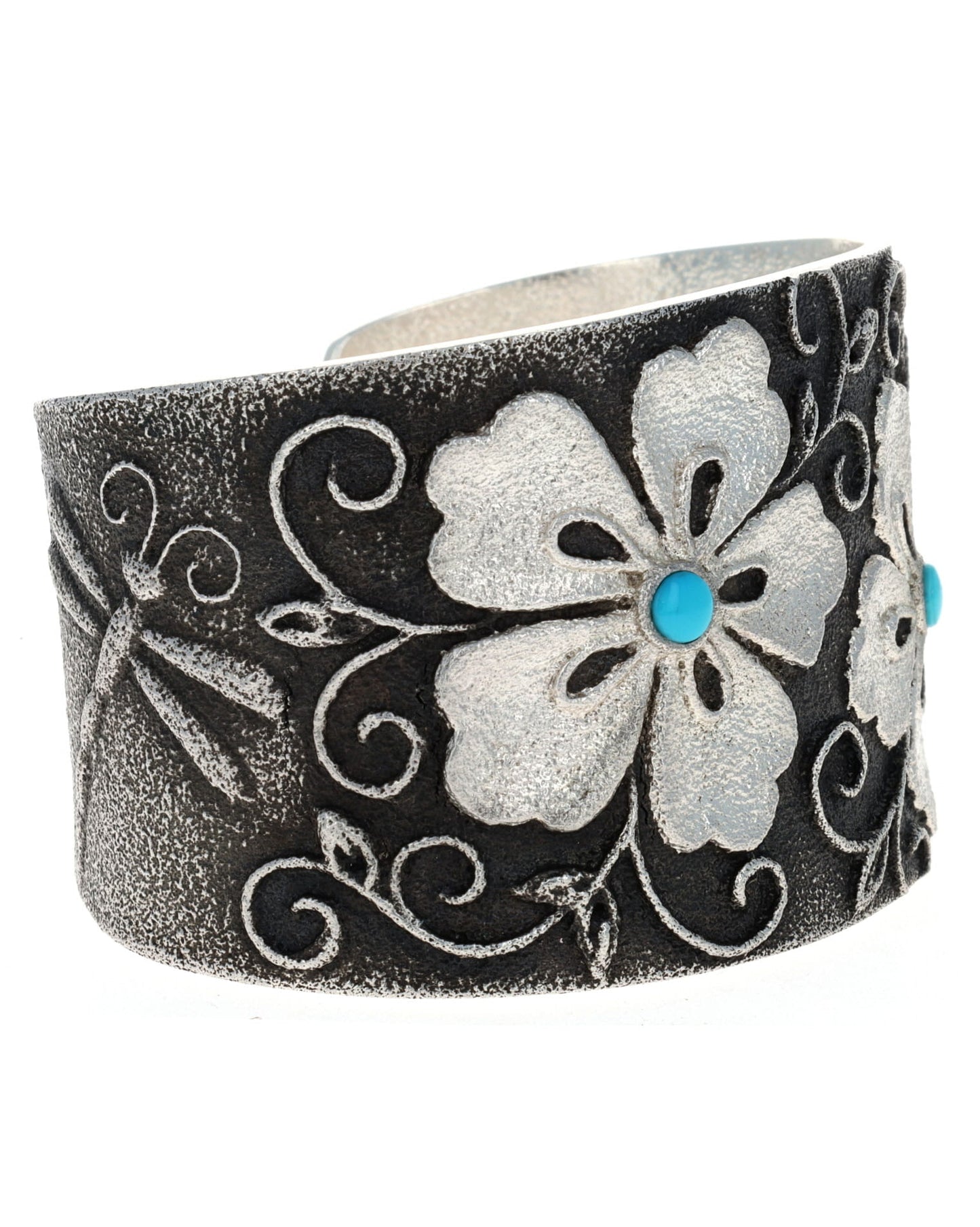 Flower & Dragonfly Bracelet With High Grade Natural Morenci Turquoise