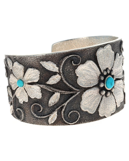 Bracelet naturel en turquoise Lone Mountain à 3 fleurs