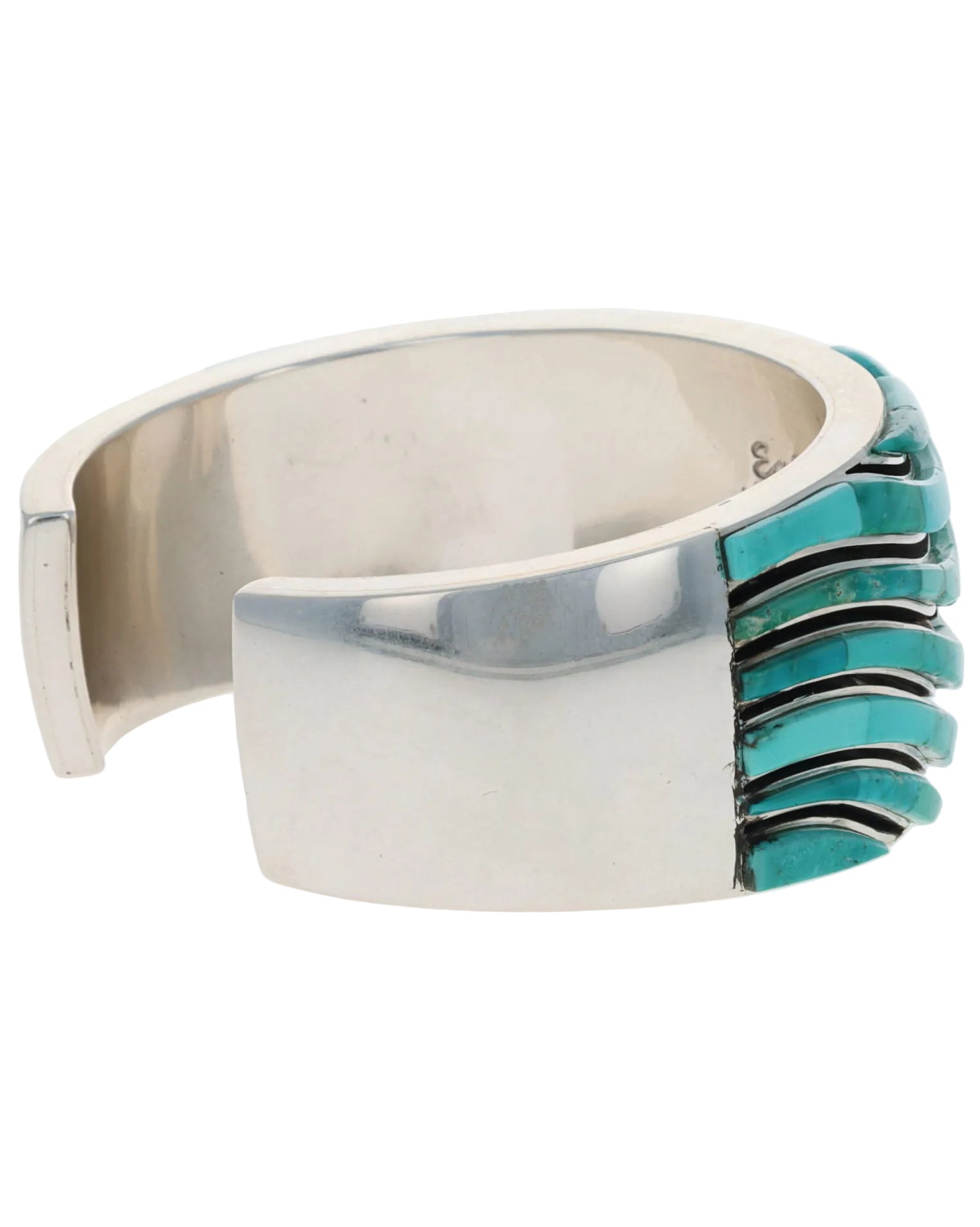 Natural Fox Turquoise Raised Wave Inlay Bracelet
