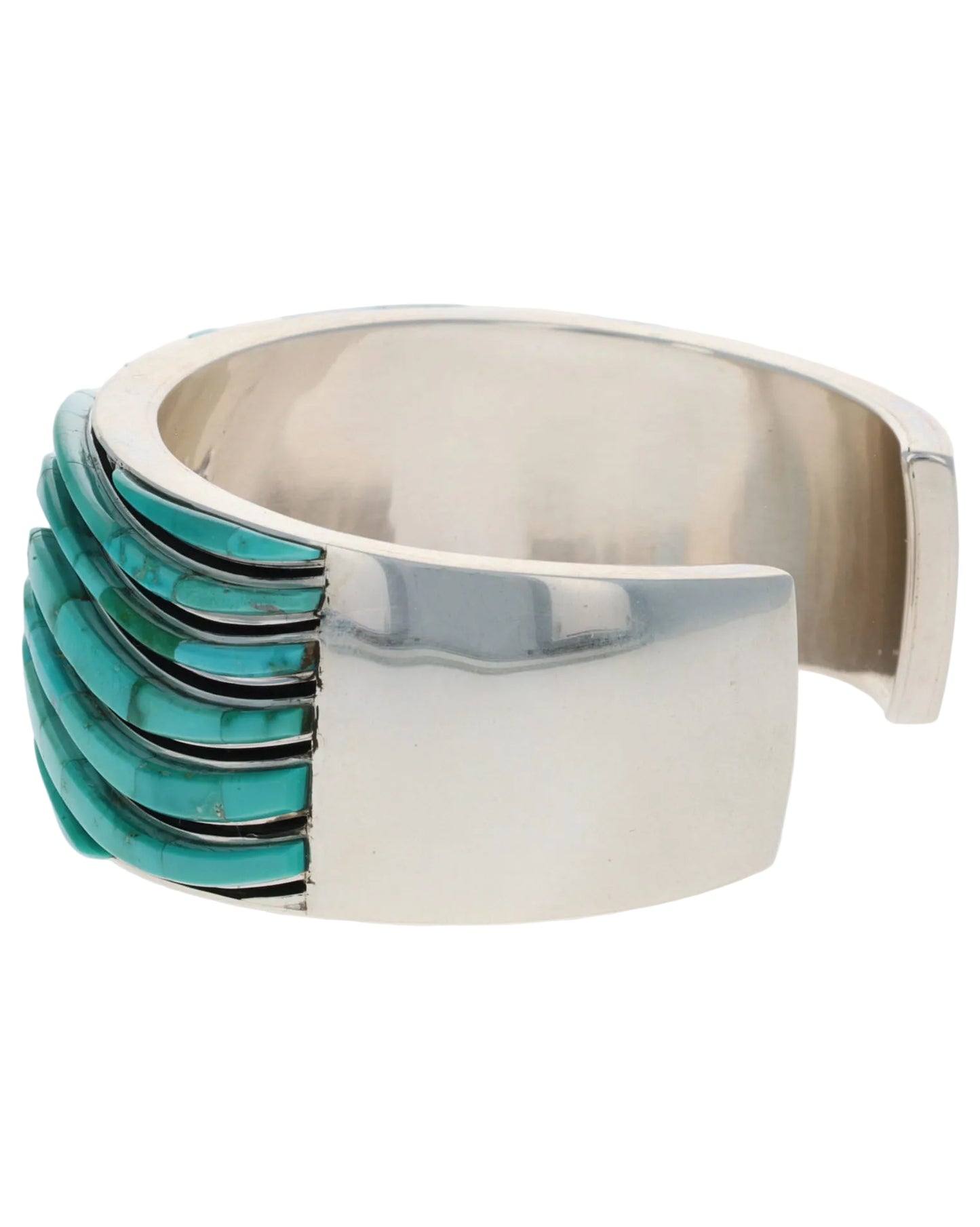 Natural Fox Turquoise Raised Wave Inlay Bracelet