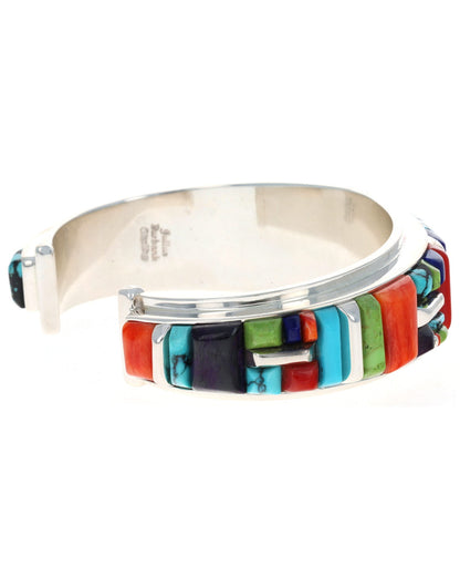 Multi-Color Raised Cobblestone Inlay Bracelet