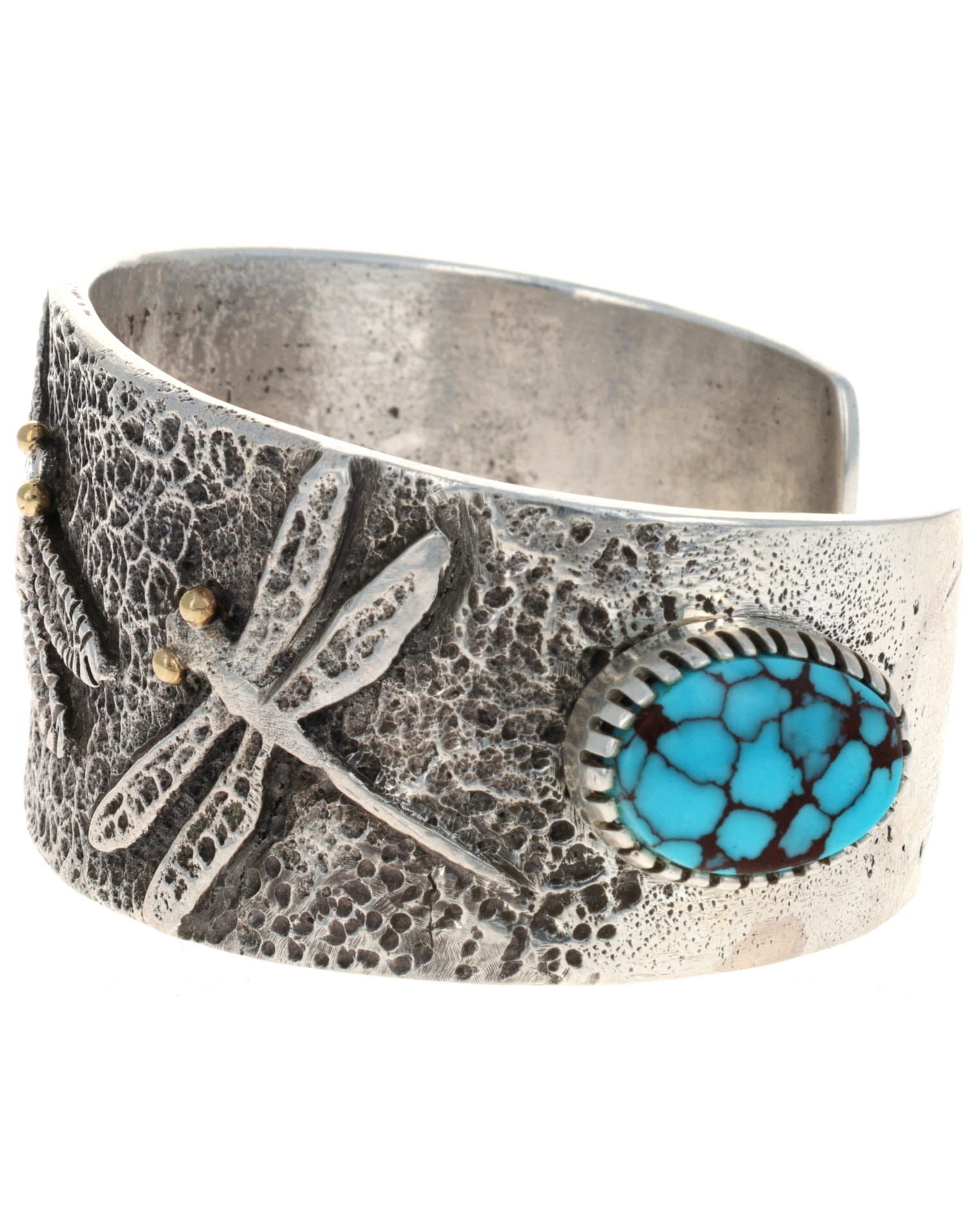 Natural Egyptian Turquoise & 18K Gold Three Dragonflies Bracelet