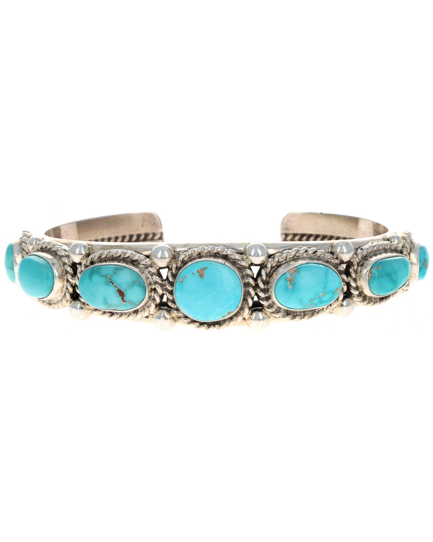 Natural Fox Turquoise 7-Stone Row Bracelet