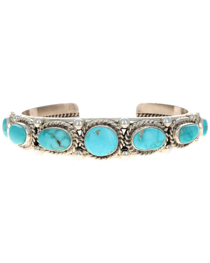 Natural Fox Turquoise 7-Stone Row Bracelet