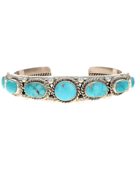 Natural Fox Turquoise 7-Stone Row Bracelet