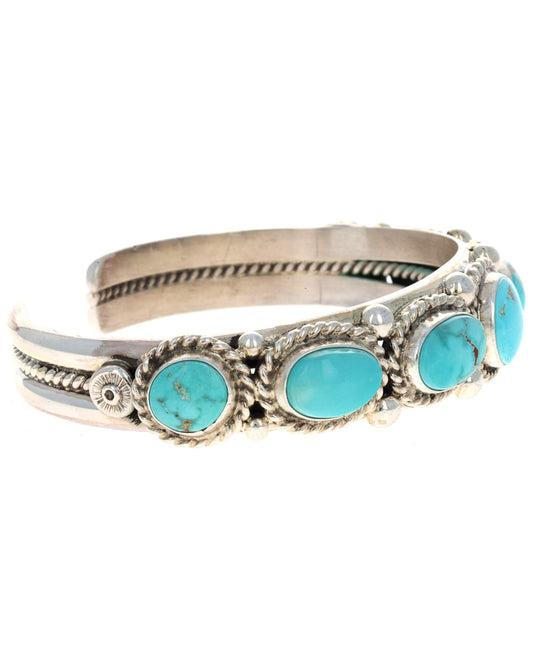 Natural Fox Turquoise 7-Stone Row Bracelet