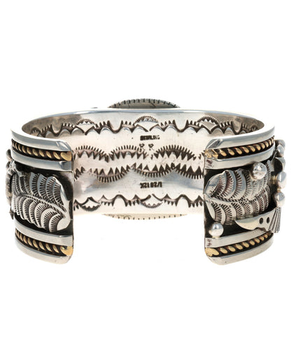 Natural Birdseye Kingman Turquoise Bracelet With 12K Gold Filled Twist Wire