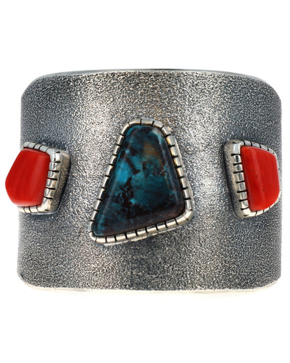 Natural Bisbee Turquoise & Coral Bracelet