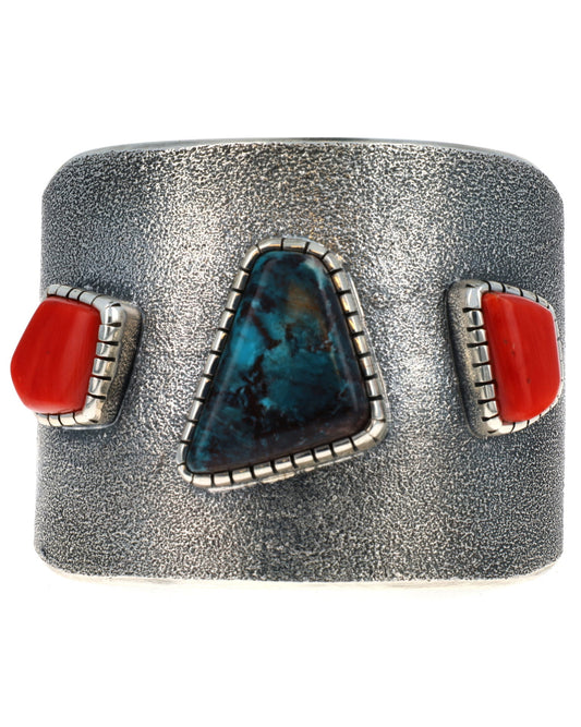 Natural Bisbee Turquoise & Coral Bracelet