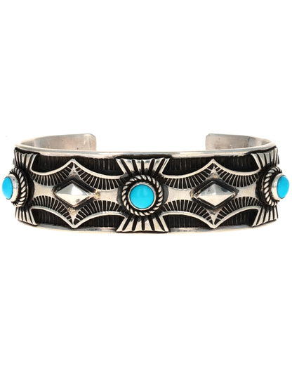 Natural Sleeping Beauty Turquoise 5-Stone Row Bracelet