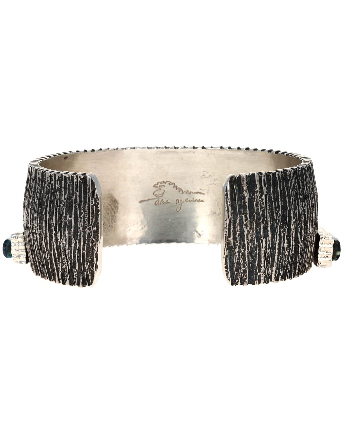 Double-Stacked Bracelet With Swirl Shaped Raised Cobblestone Inlay Design