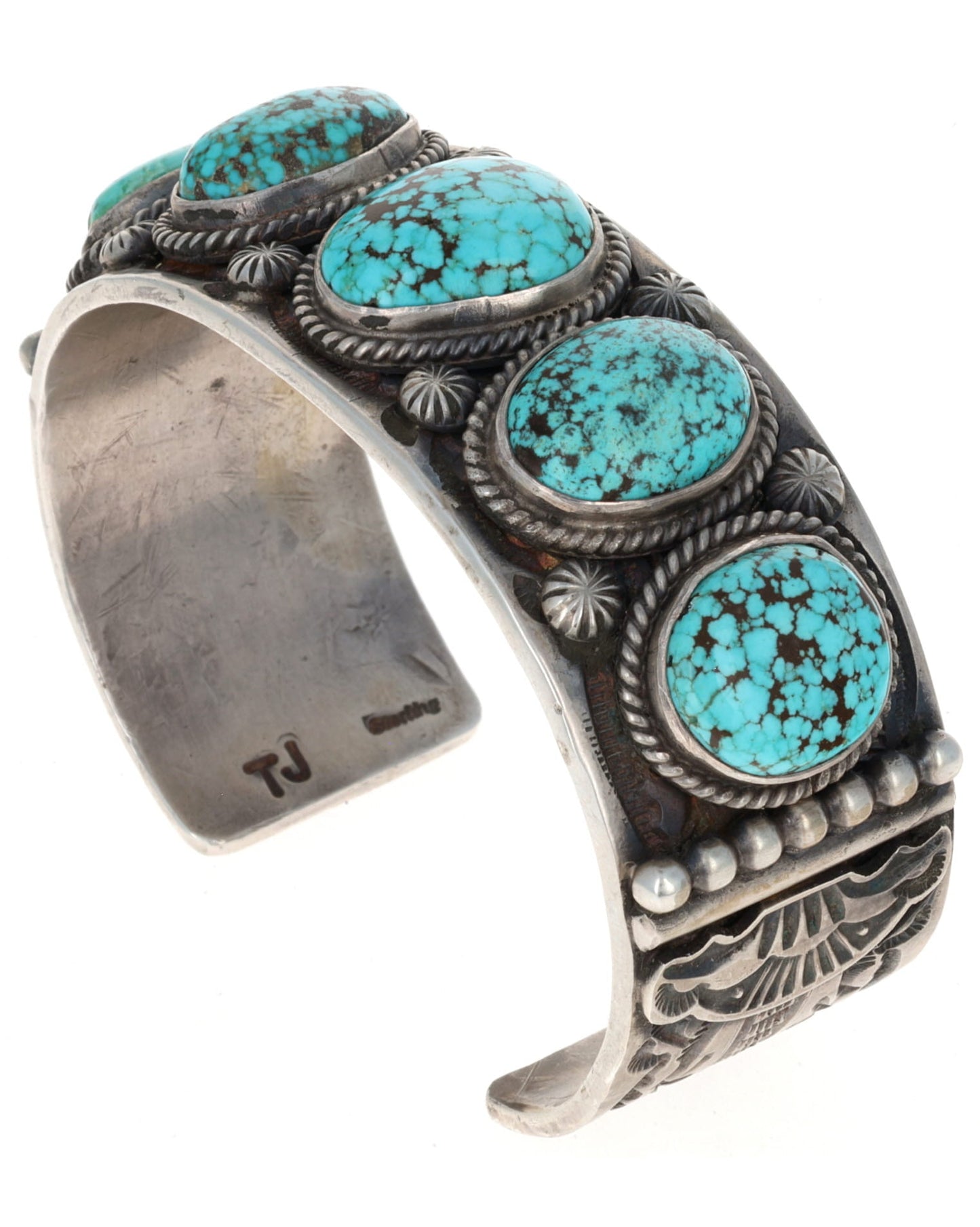 Natural Nevada Blue Turquoise 5-Stone Row Bracelet