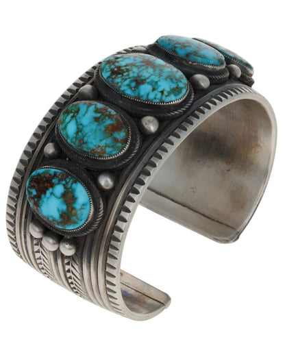 Natural Kingman Turquoise 5-Stone Row Bracelet