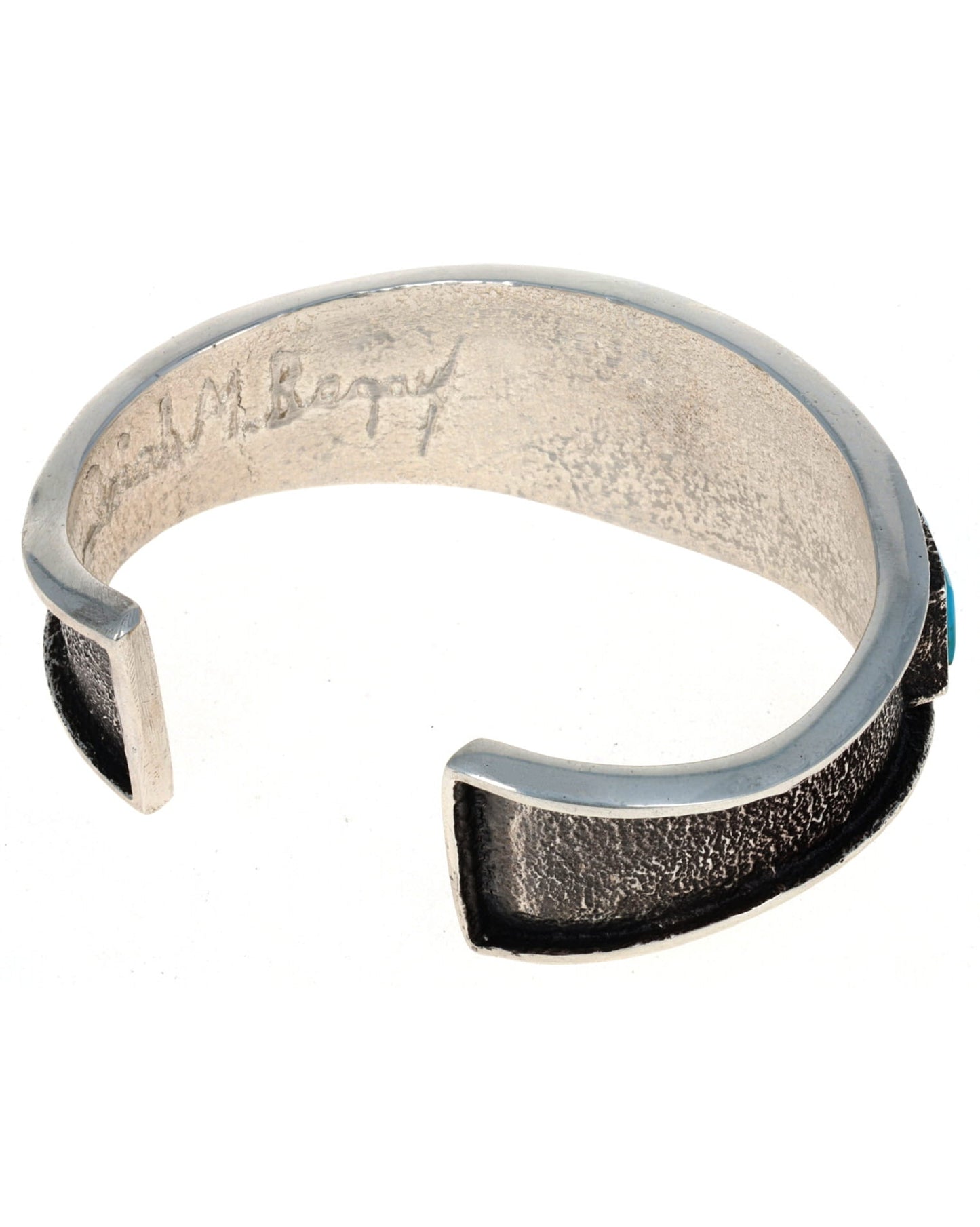 Natural Lone Mountain Turquoise Raised Cobblestone Inlay Bracelet