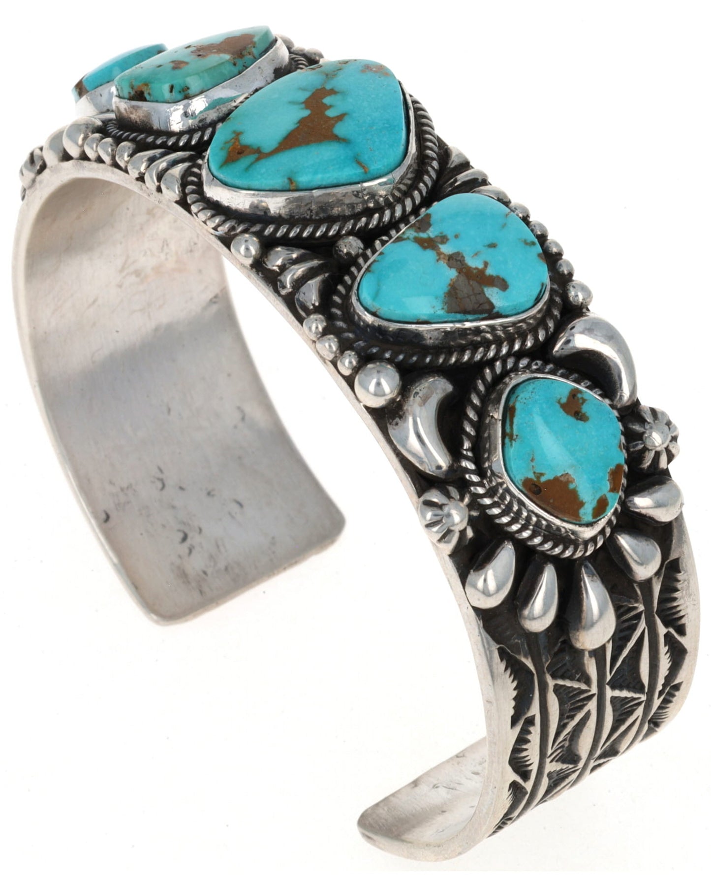 Natural Lone Mountain Turquoise 5-Stone Row Bracelet