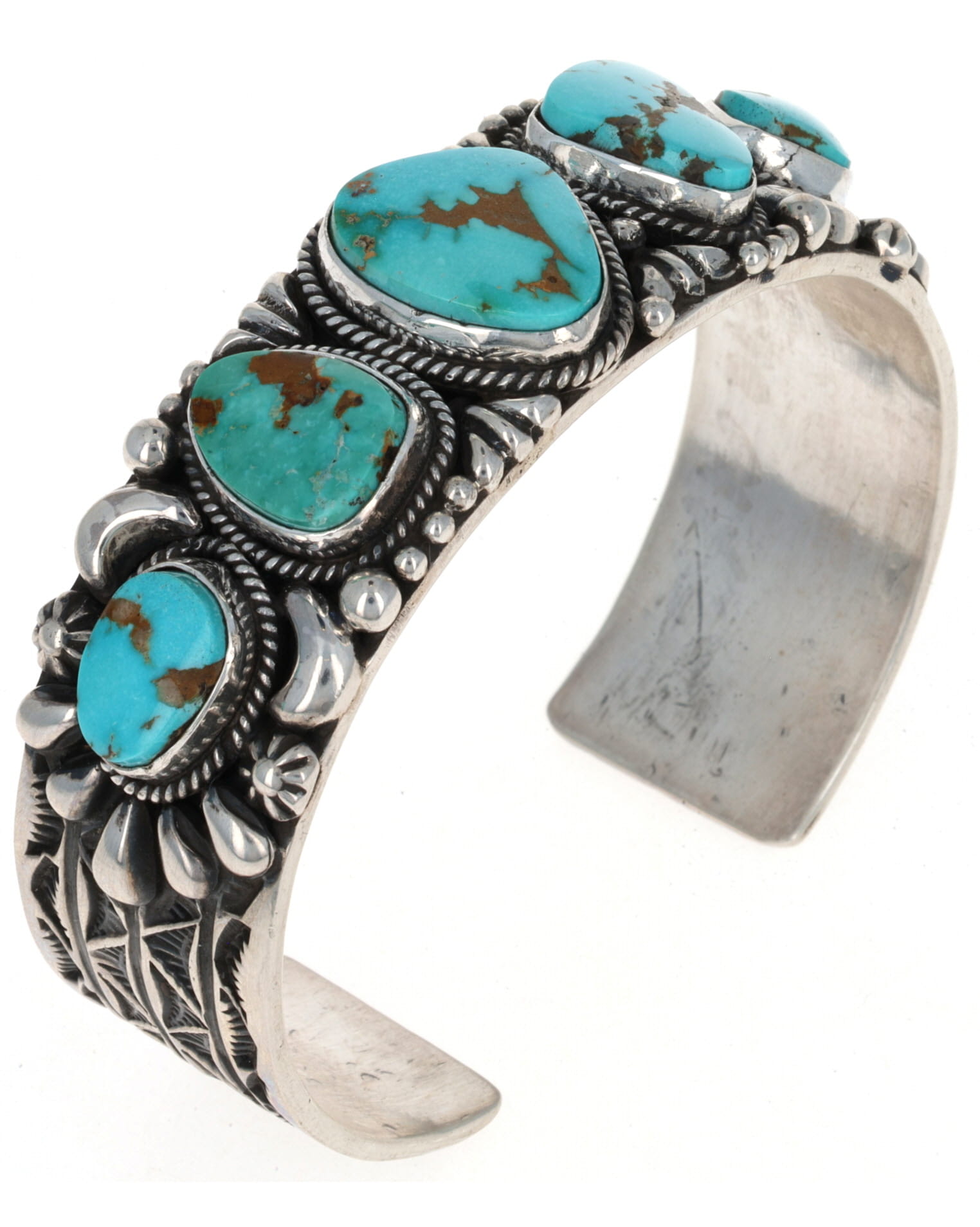 Natural Lone Mountain Turquoise 5-Stone Row Bracelet