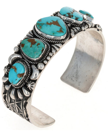 Natural Lone Mountain Turquoise 5-Stone Row Bracelet