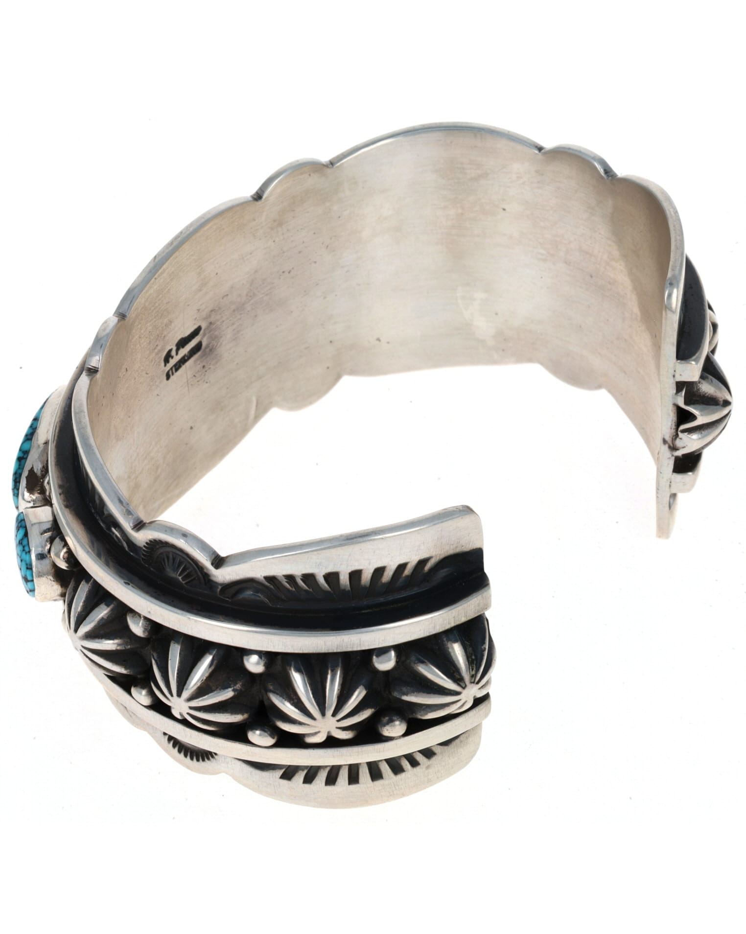 Natural Kingman Black Web Turquoise 5-Stone Row Bracelet