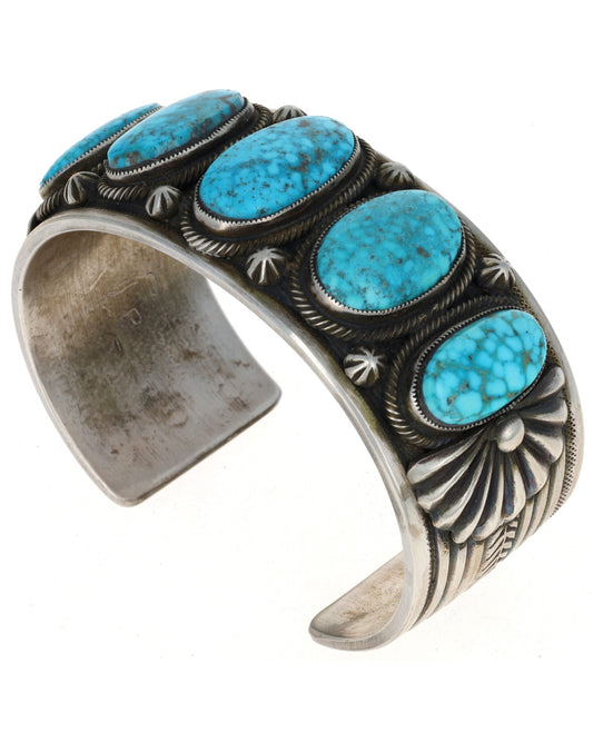 Natural Kingman Turquoise 5-Stone Row Bracelet
