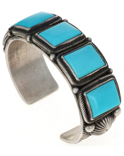 Natural Sleeping Beauty 5-Stone Row Bracelet