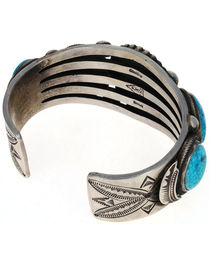 Natural Kingman Turquoise 5-Stone Row Bracelet