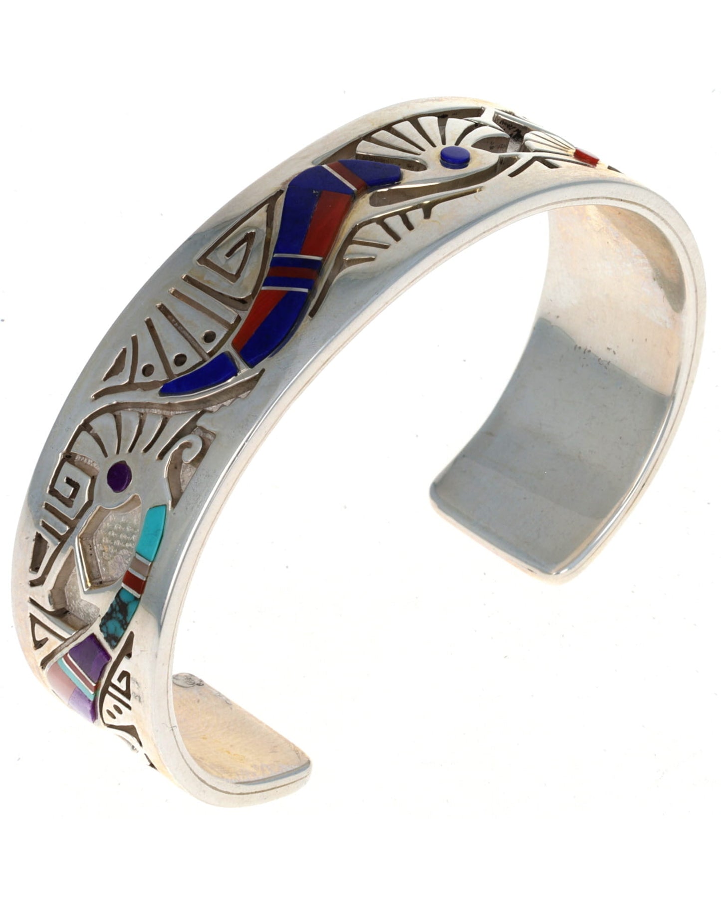 Overlay Bracelet With Multi-Color Kokopelli Inlay Design