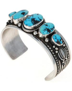 Natural Golden Hill Turquoise 5-Stone Row Bracelet