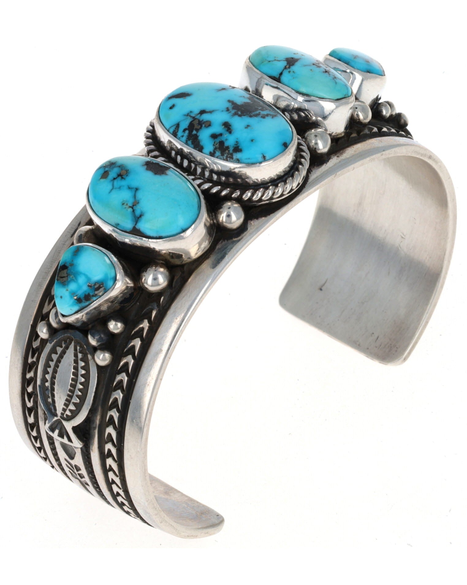 Natural Golden Hill Turquoise 5-Stone Row Bracelet