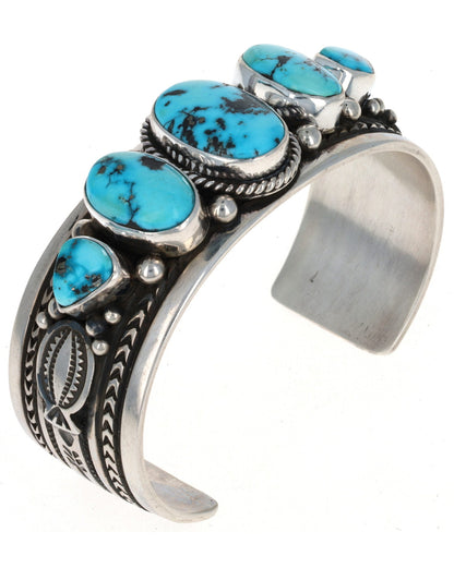 Natural Golden Hill Turquoise 5-Stone Row Bracelet