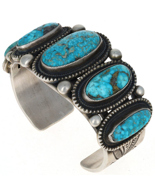 Natural Kingman Turquoise 5-Stone Row Bracelet