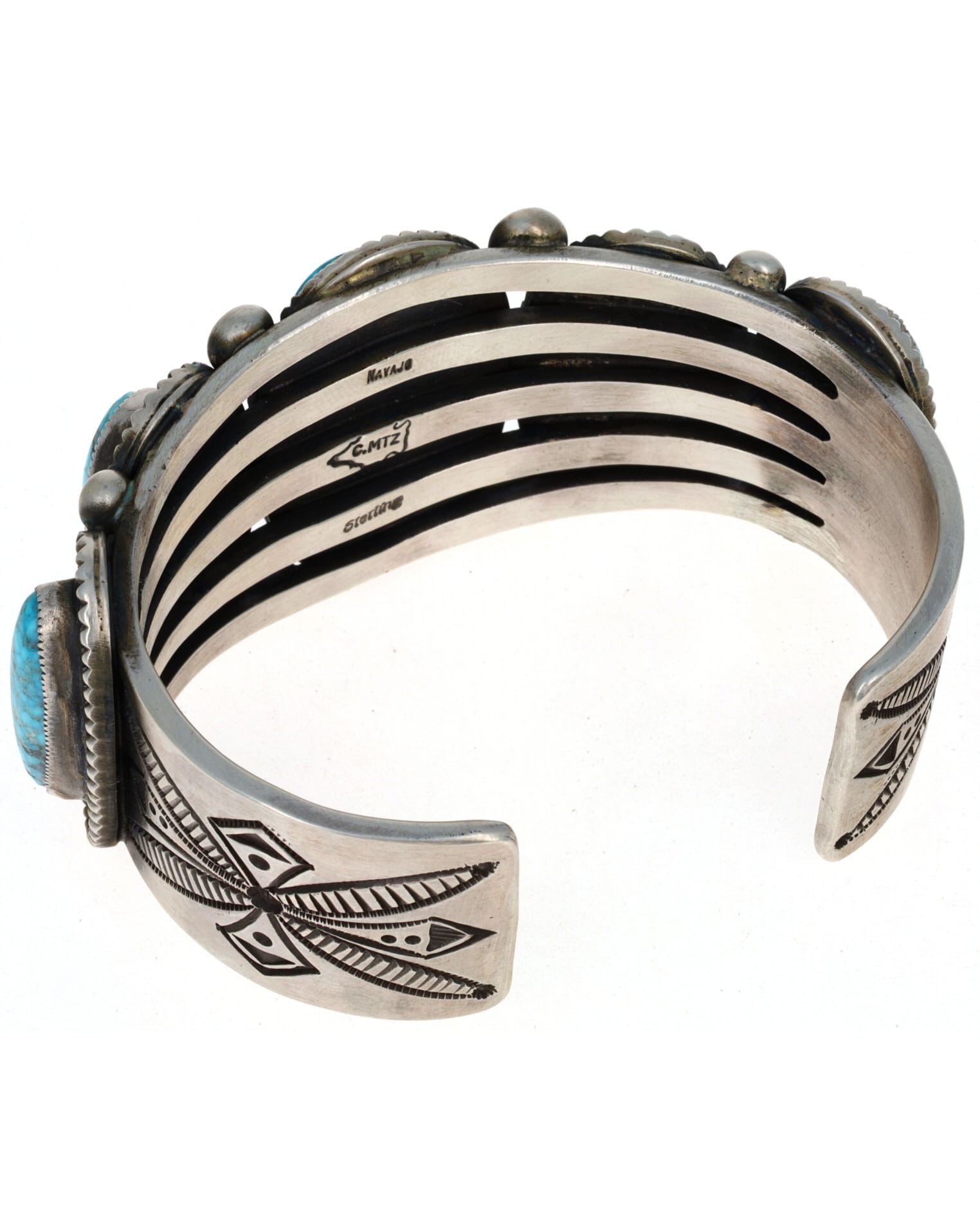 Natural Kingman Turquoise 5-Stone Row Bracelet